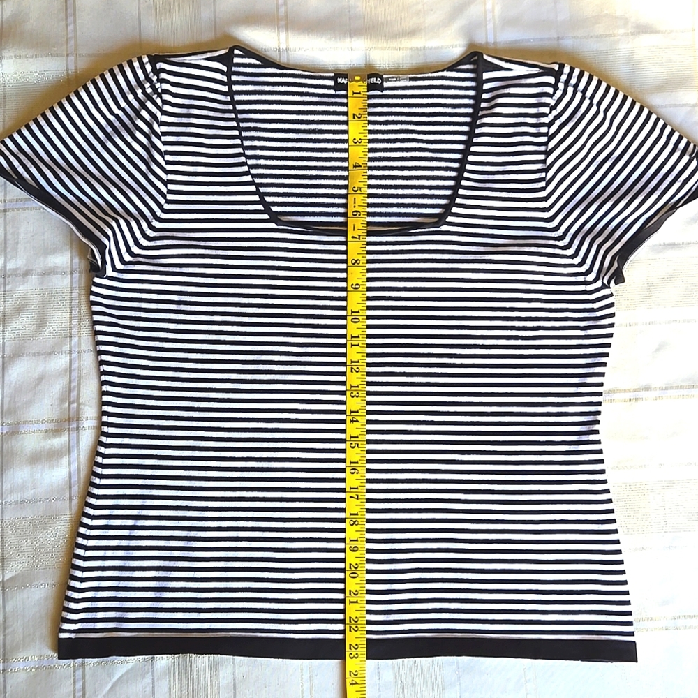 Karl Lagerfeld Black & White Striped Top - Picture 8 of 8